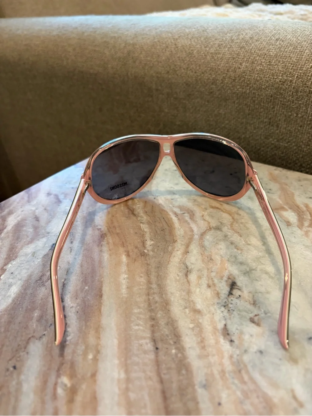 Missoni Pink Frame Sunglasses with Black Temples and Gold Logo